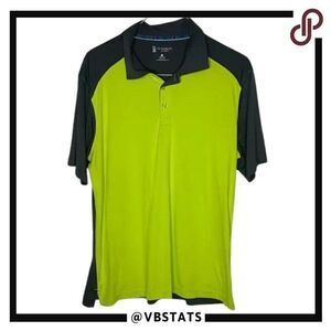St. Andrews of Scotland Large Neon Yellow and‎ Graphite Gray Golf Tech Polo